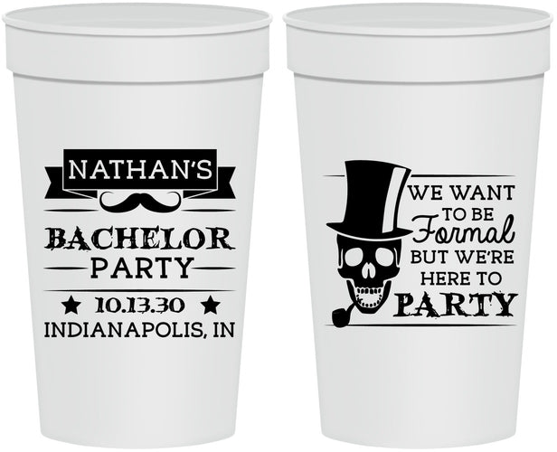 Personalized Bachelor Party 32 oz Stadium Cups - Formal Skeleton | 40048
