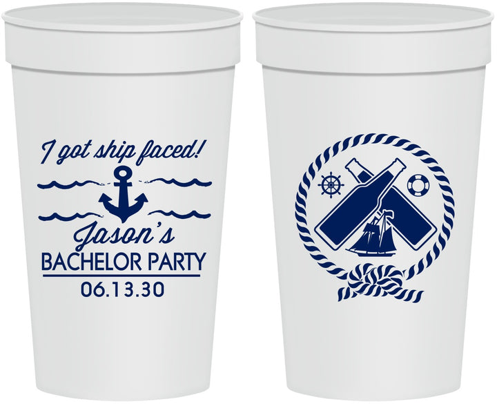 Personalized Bachelor Party 32 oz Stadium Cups - Anchor | 40054