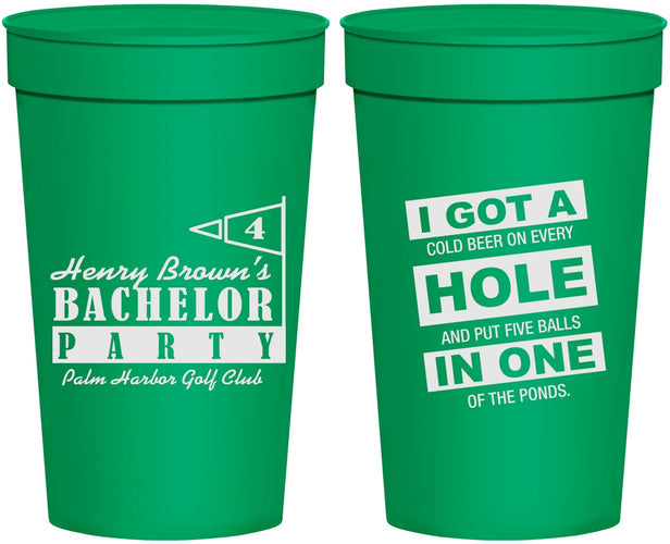 Personalized Bachelor Party 32 oz Stadium Cups - Golf | 40055