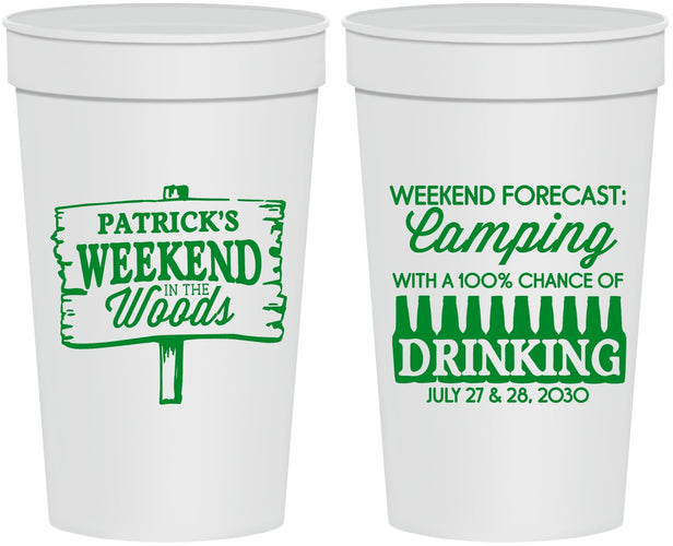 Personalized Bachelor Party 32 oz Stadium Cups - Camping | 40064