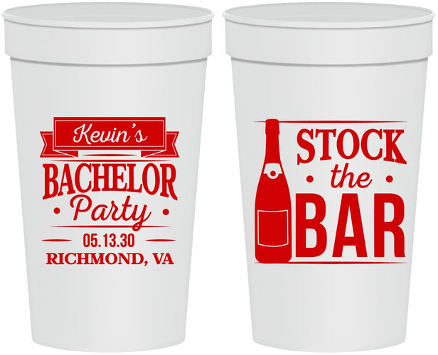 Personalized Bachelor Party 32 oz Stadium Cups - Stock The Bar | 40073