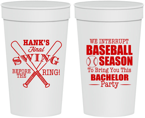 Personalized Bachelor Party 32 oz Stadium Cups - Baseball | 40075