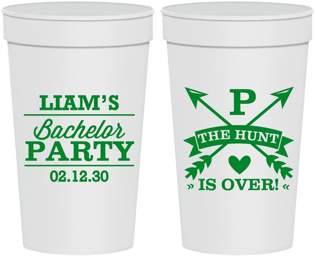 Personalized Bachelor Party 32 oz Stadium Cups - Hunt Is Over | 40082