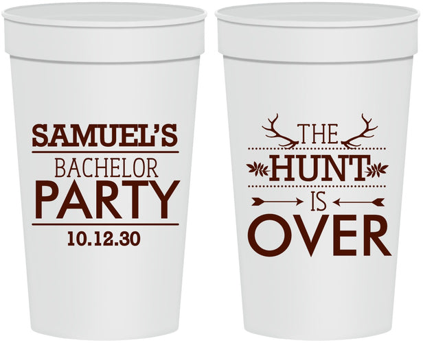 Personalized Bachelor Party 32 oz Stadium Cups - Hunt Is Over | 40084