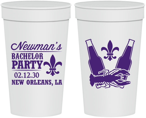 Personalized Bachelor Party 32 oz Stadium Cups - Mardi Gras | 40085
