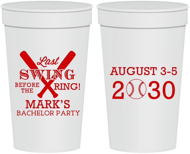 Personalized Bachelor Party 32 oz Stadium Cups - Baseball | 40086