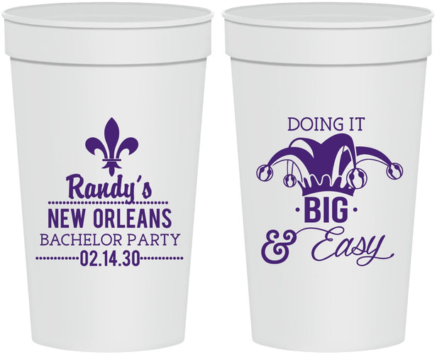 Personalized Bachelor Party 32 oz Stadium Cups - Mardi Gras | 40089