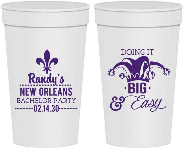 Personalized Bachelor Party 32 oz Stadium Cups - Mardi Gras | 40089