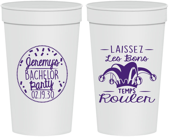 Personalized Bachelor Party 32 oz Stadium Cups - Mardi Gras | 40090