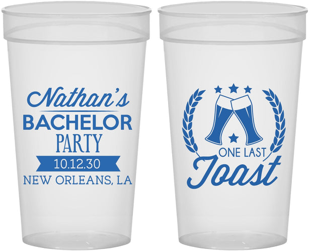 Personalized Bachelor Party 32 oz Stadium Cups - One Last Toast | 40095