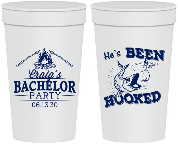 Personalized Bachelor Party 32 oz Stadium Cups - Fishing Hooked | 40096