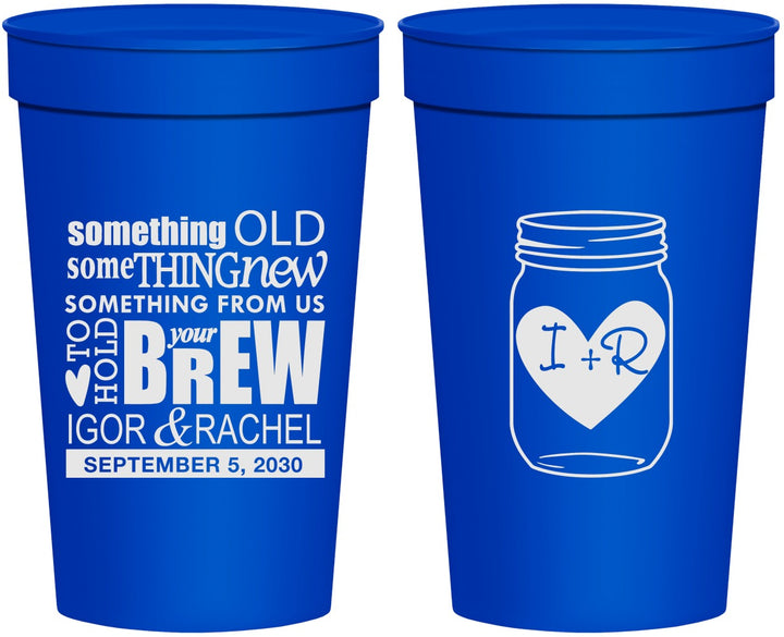 Personalized Wedding 32 oz Stadium Cups - Something Old Something New | 401