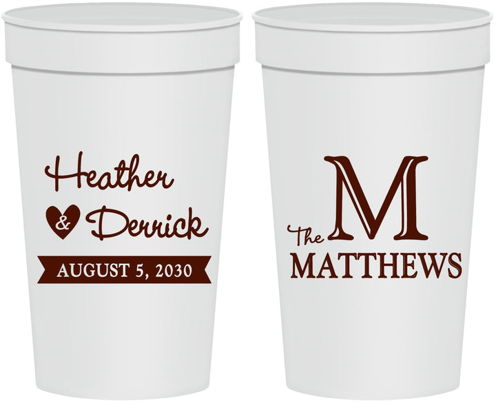 Personalized Wedding 32 oz Stadium Cups - Monogram | 402