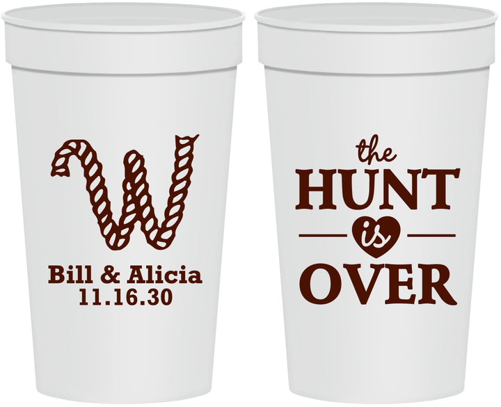 Personalized Wedding 32 oz Stadium Cups - Monogram Hunt Is Over | 406