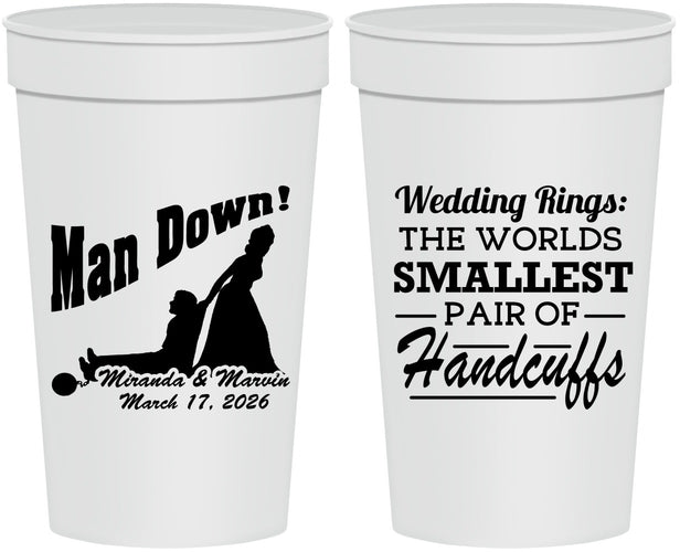 Personalized Wedding 32 oz Stadium Cups - Man Down | 407