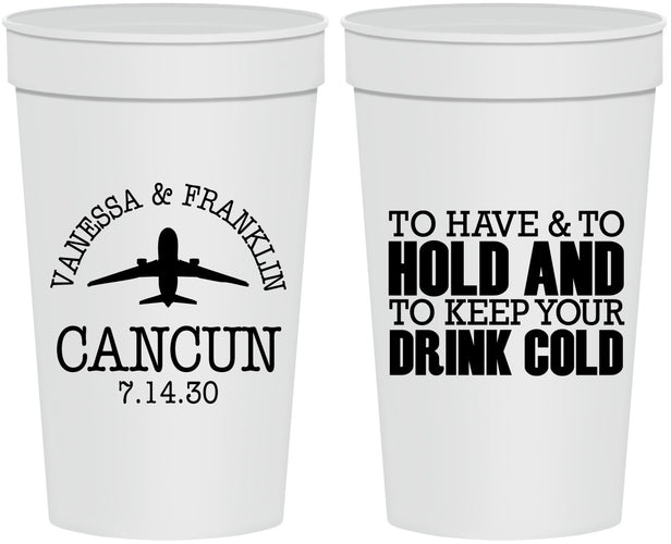 Personalized Wedding 32 oz Stadium Cups - To Have And To Hold | 408