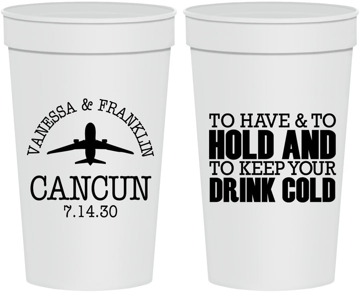 Personalized Wedding 32 oz Stadium Cups - To Have And To Hold | 408