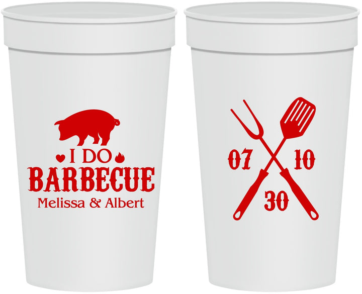 Personalized Wedding 32 oz Stadium Cups - I Do Barbecue Bbq | 410