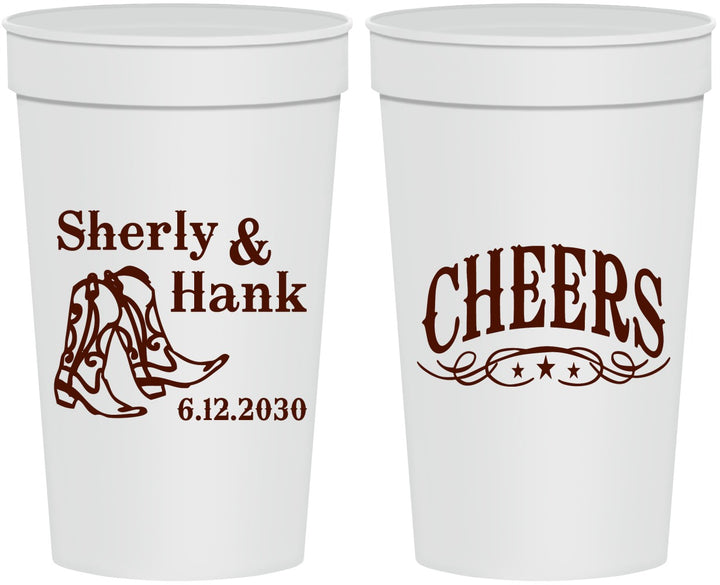 Personalized Wedding 32 oz Stadium Cups - Cheers Cowboy | 411