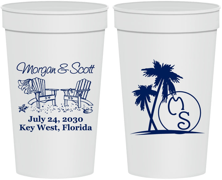 Personalized Wedding 32 oz Stadium Cups - Beach | 423