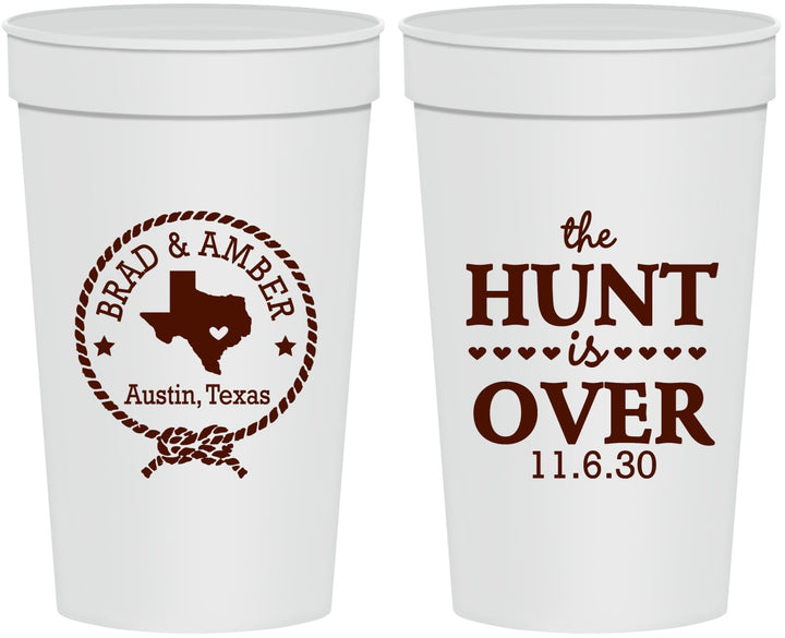 Personalized Wedding 32 oz Stadium Cups - The Hunt Is Over | 426