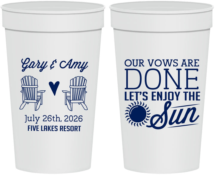 Personalized Wedding 32 oz Stadium Cups - Vows Are Done Enjoy Sun | 428
