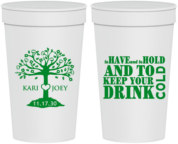 Personalized Wedding 32 oz Stadium Cups - To Have And To Hold | 438