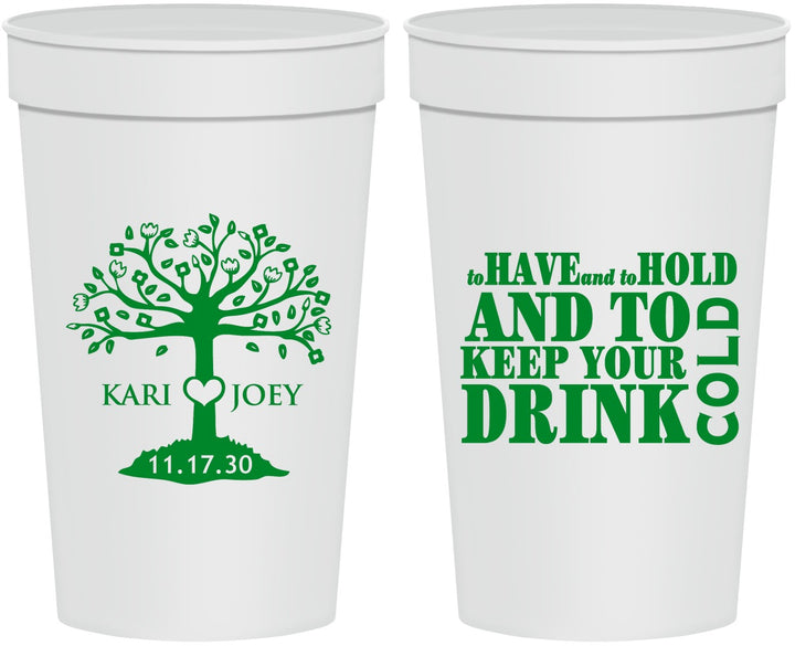 Personalized Wedding 32 oz Stadium Cups - To Have And To Hold | 438