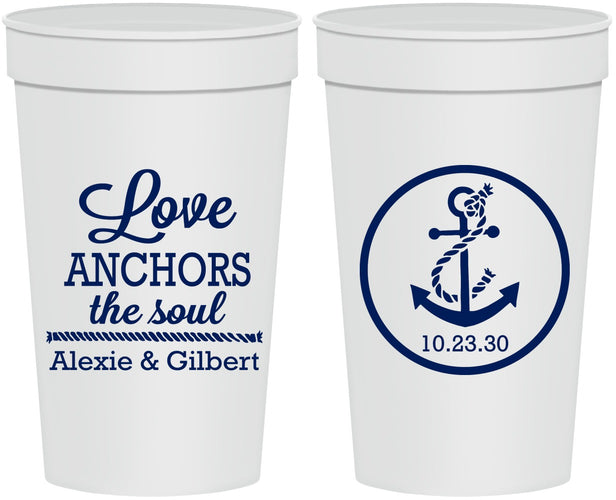 Personalized Wedding 32 oz Stadium Cups - Love Anchors The Soul | 440