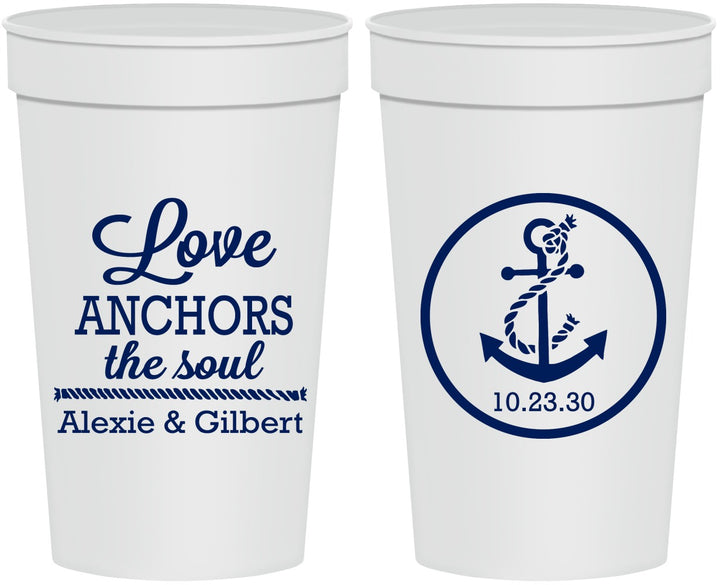 Personalized Wedding 32 oz Stadium Cups - Love Anchors The Soul | 440