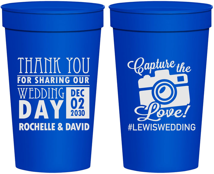 Personalized Wedding 32 oz Stadium Cups - Capture The Love | 444