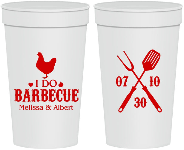 Personalized Wedding 32 oz Stadium Cups - I Do Barbecue Bbq | 445