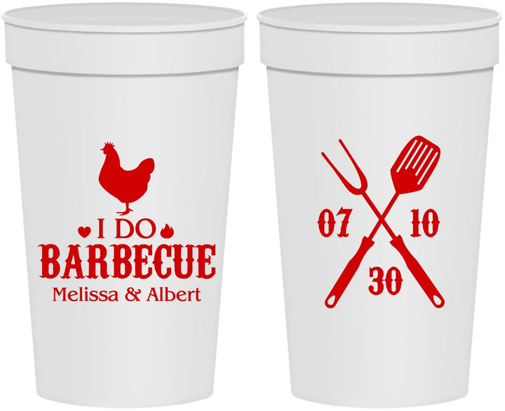 Personalized Wedding 32 oz Stadium Cups - I Do Barbecue Bbq | 445