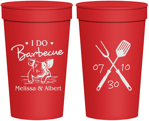 Personalized Wedding 32 oz Stadium Cups - I Do Barbecue Bbq | 446