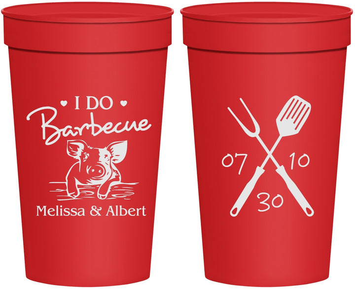 Personalized Wedding 32 oz Stadium Cups - I Do Barbecue Bbq | 446