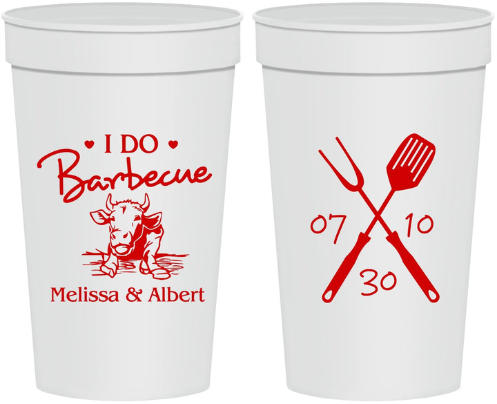 Personalized Wedding 32 oz Stadium Cups - I Do Barbecue Bbq | 447