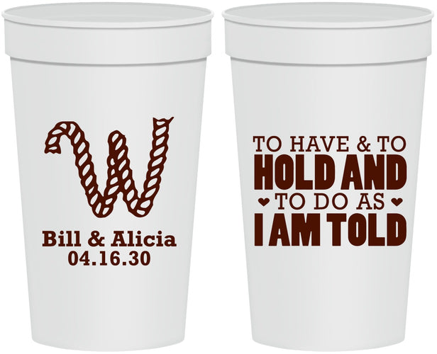 Personalized Wedding 32 oz Stadium Cups - To Have And To Hold | 449
