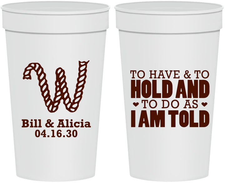 Personalized Wedding 32 oz Stadium Cups - To Have And To Hold | 449