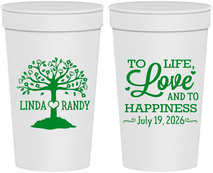 Personalized Wedding 32 oz Stadium Cups - Love And Happiness | 451