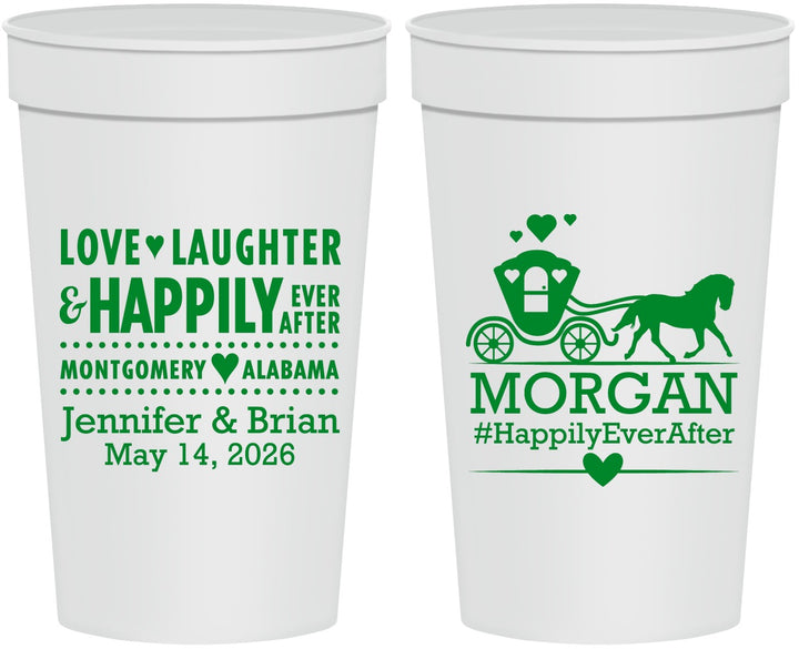 Personalized Wedding 32 oz Stadium Cups - Happily Ever After | 452