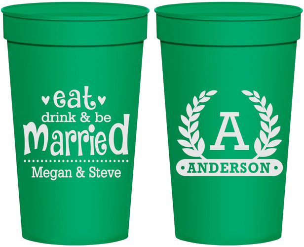 Personalized Wedding 32 oz Stadium Cups - Monogram | 464