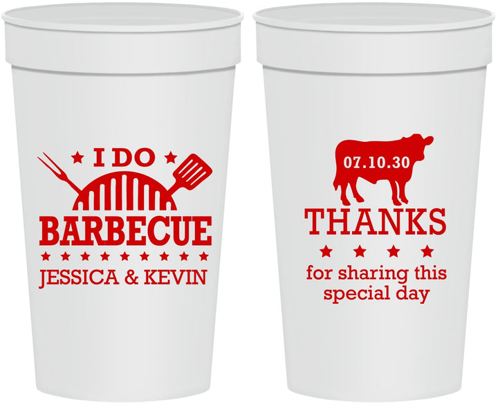 Personalized Wedding 32 oz Stadium Cups - I Do Barbecue Bbq | 468