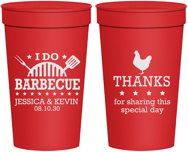 Personalized Wedding 32 oz Stadium Cups - I Do Barbecue Bbq | 469