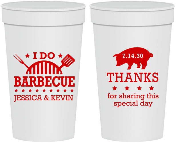 Personalized Wedding 32 oz Stadium Cups - I Do Barbecue Bbq | 470