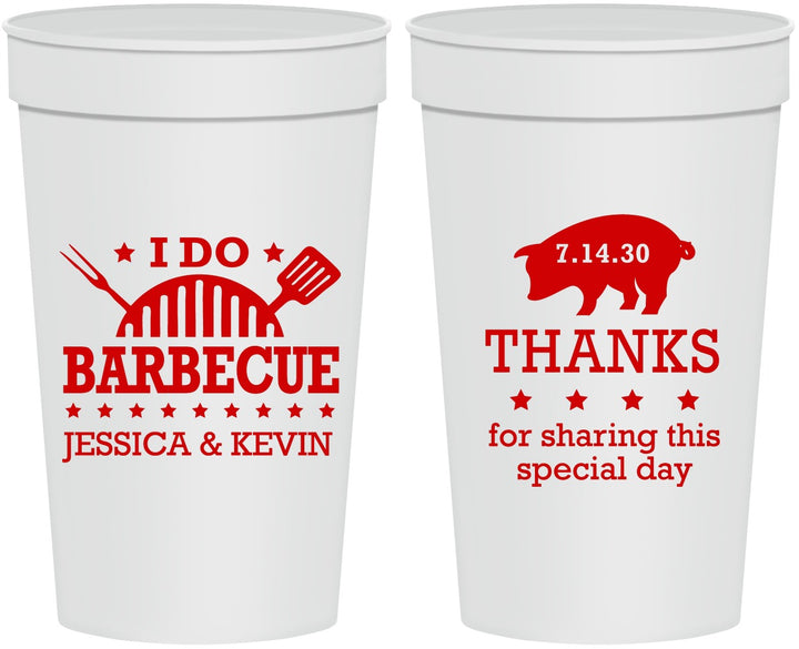 Personalized Wedding 32 oz Stadium Cups - I Do Barbecue Bbq | 470