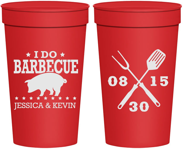 Personalized Wedding 32 oz Stadium Cups - I Do Barbecue Bbq | 473