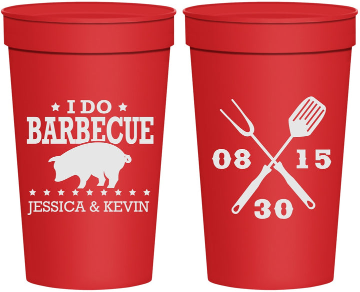 Personalized Wedding 32 oz Stadium Cups - I Do Barbecue Bbq | 473