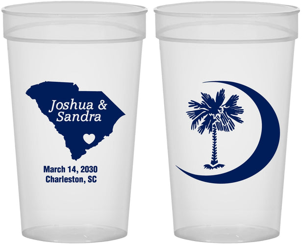 Personalized Wedding 32 oz Stadium Cups - Palmetto Tree | 475