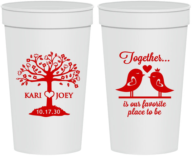 Personalized Wedding 32 oz Stadium Cups - Love Birds | 481