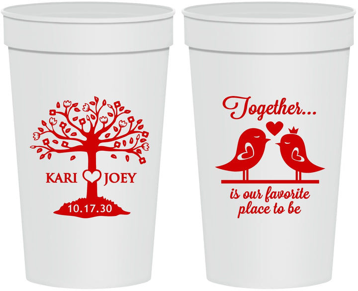 Personalized Wedding 32 oz Stadium Cups - Love Birds | 481